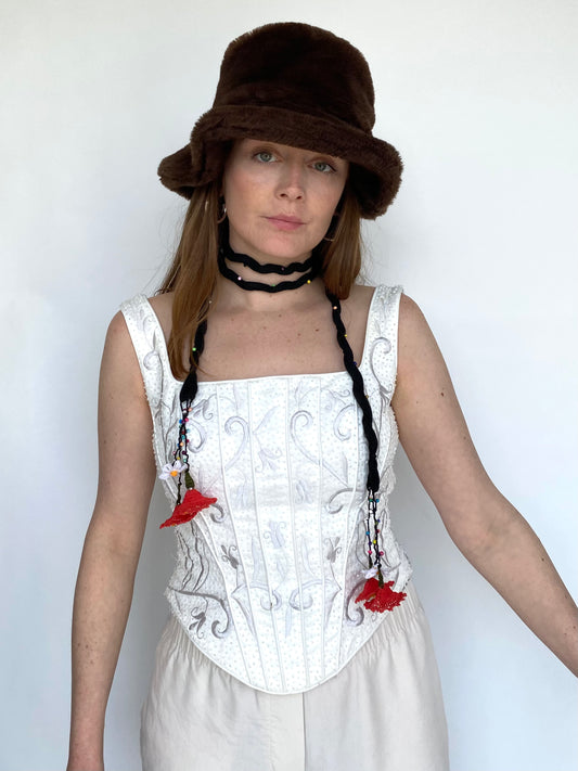 Skinny scarf necklace with flower details