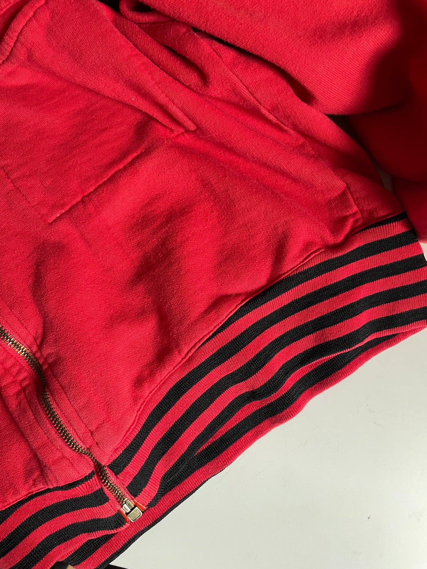 Red black striped bomber cardigan