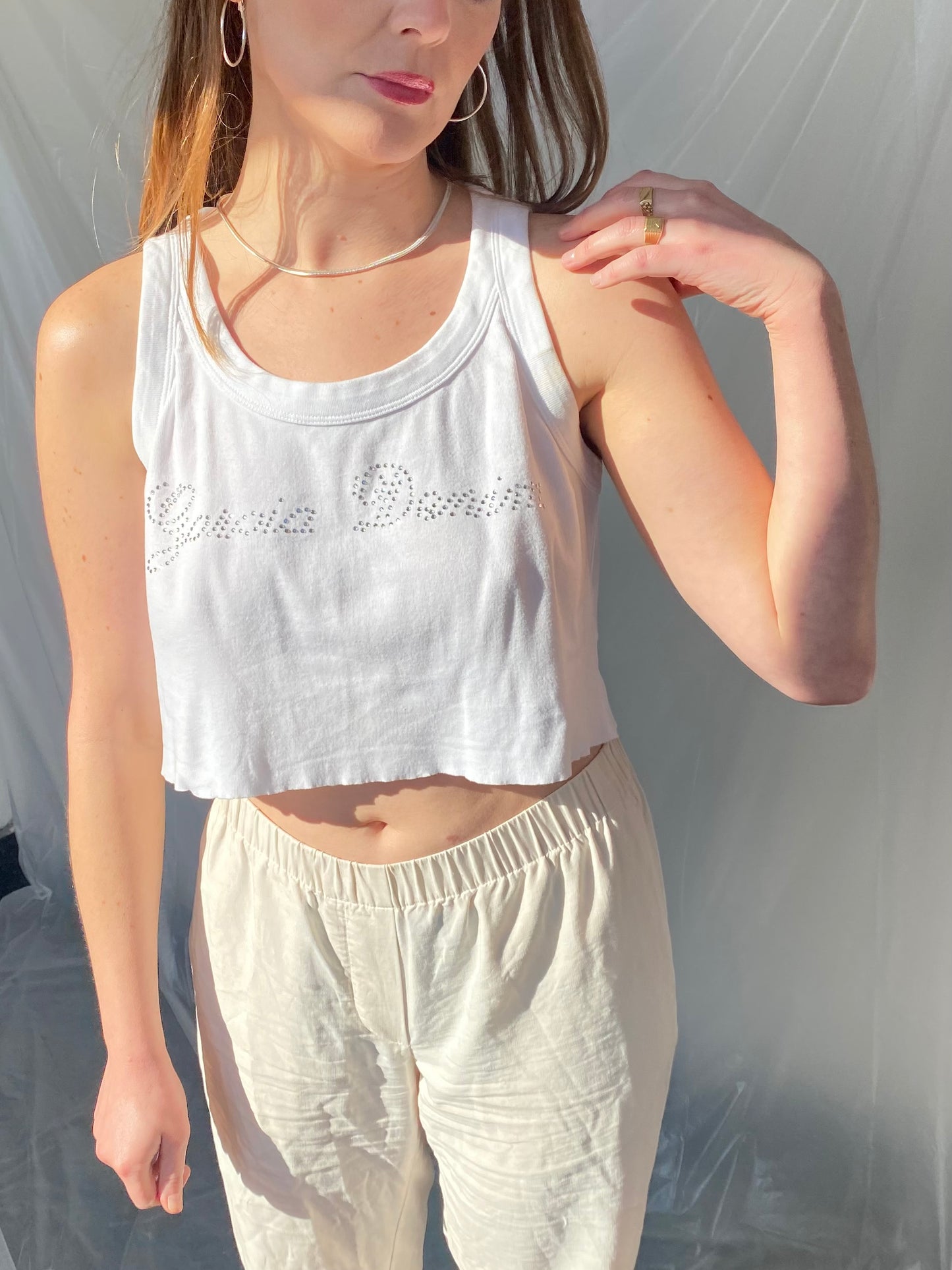 Embellished cropped tanktop