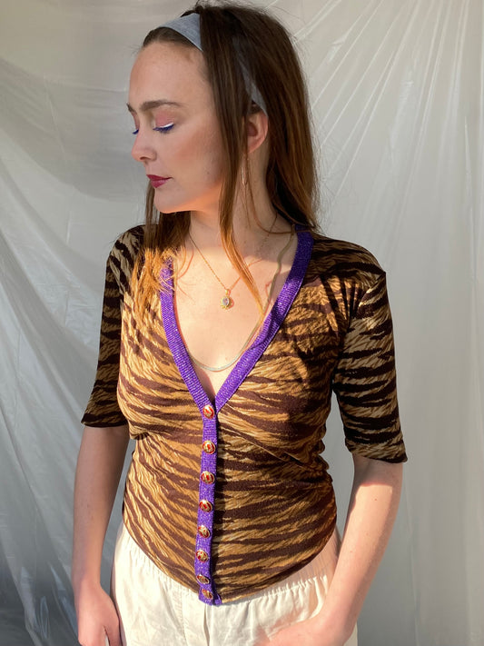 D&G tigerprint button blouse