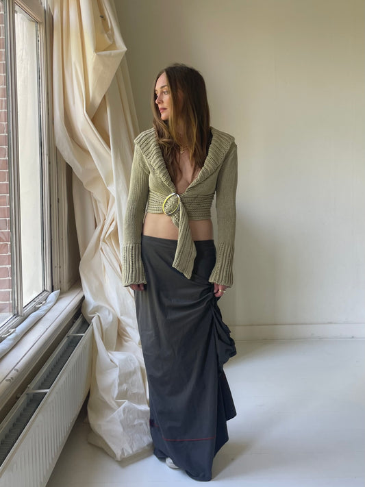 Knitted cropped buckle cardigan