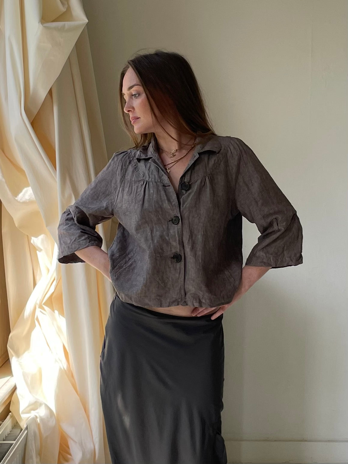 Linen peacoat