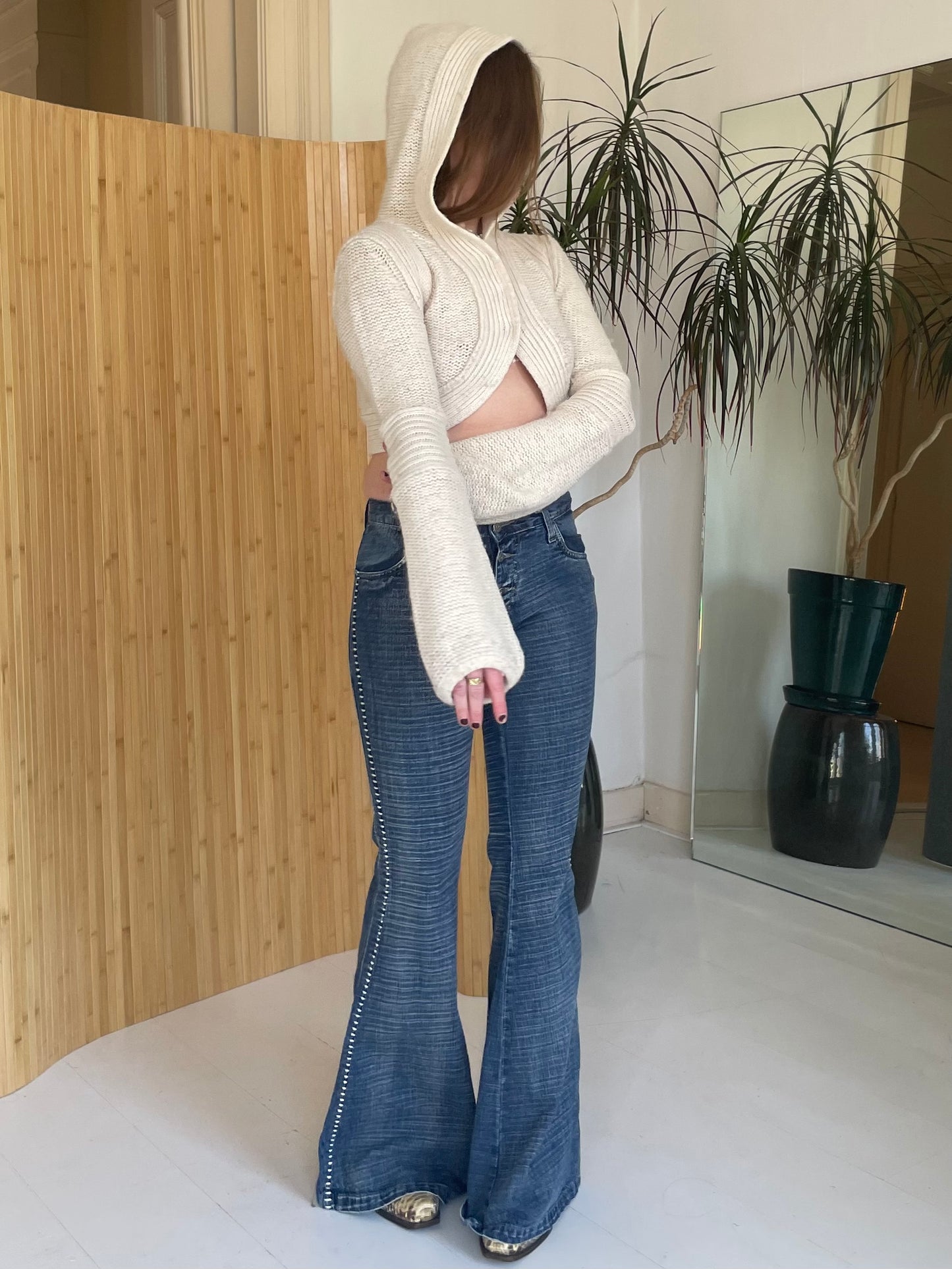 Knitted hooded cardigan