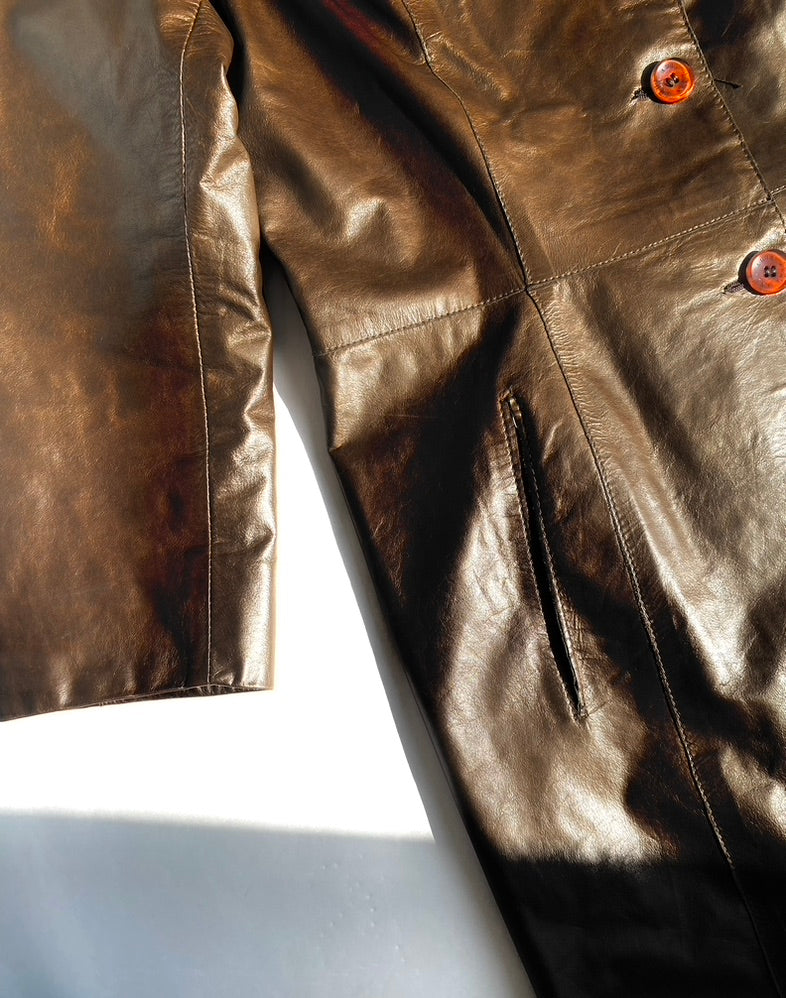 Arma leather glossy jacket