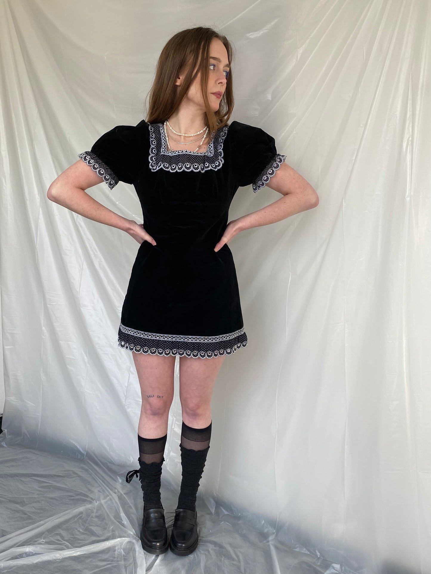 Velvet goth mini dress