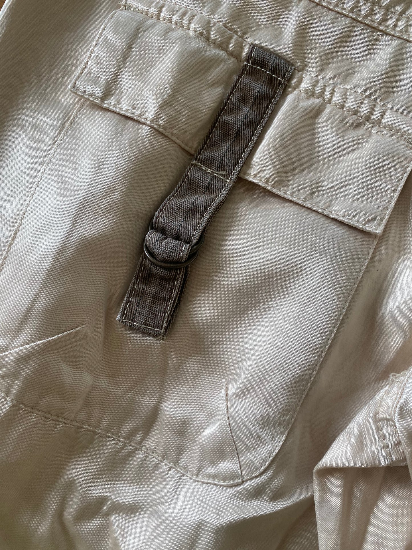 Satin cream cargo trousers