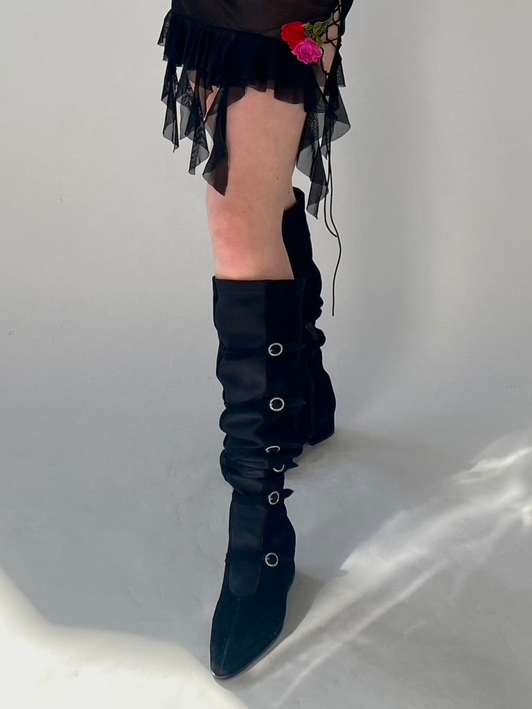 Gothic glamour buckled boots