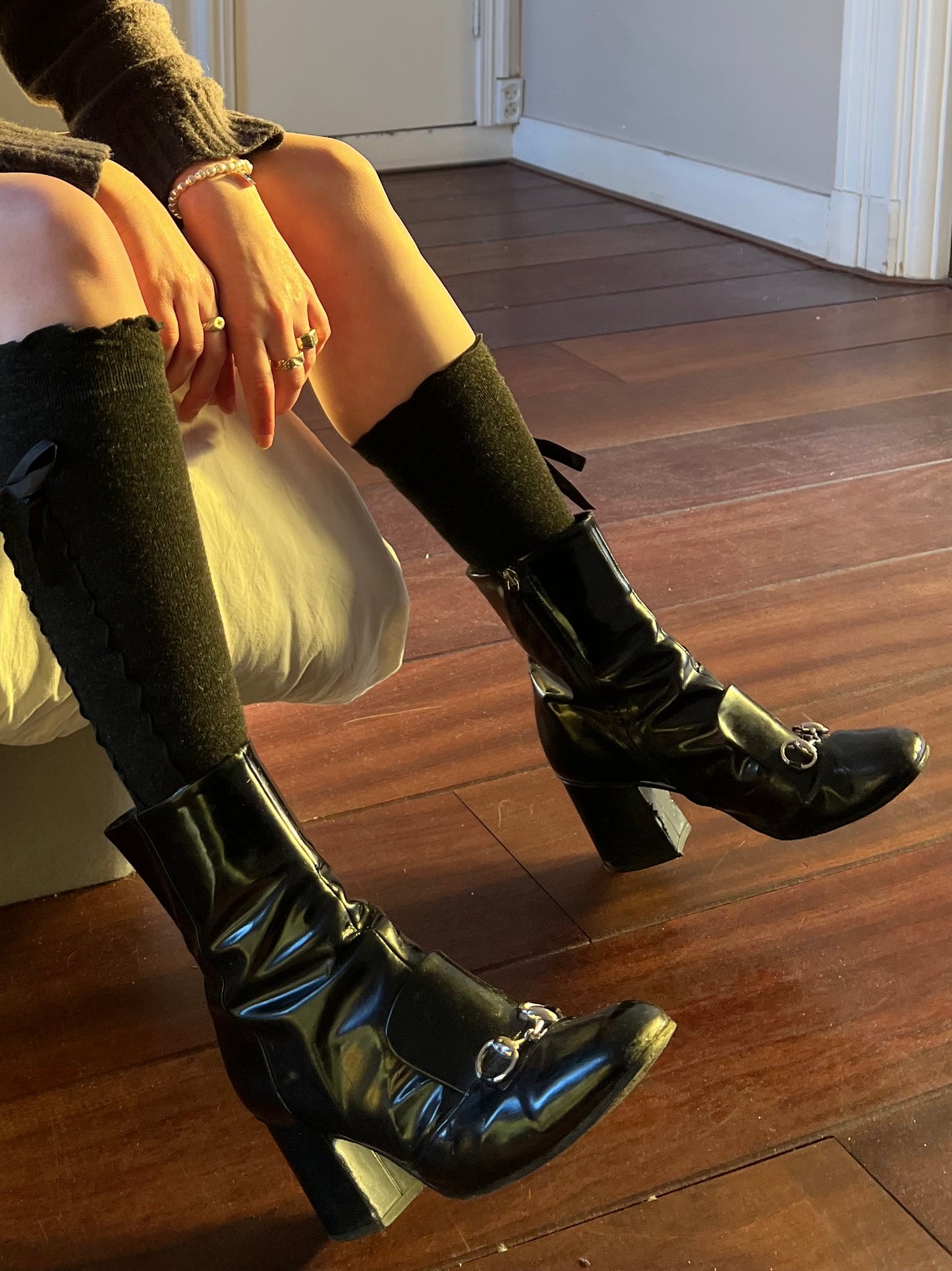 Gucci horsebit patent leather boot