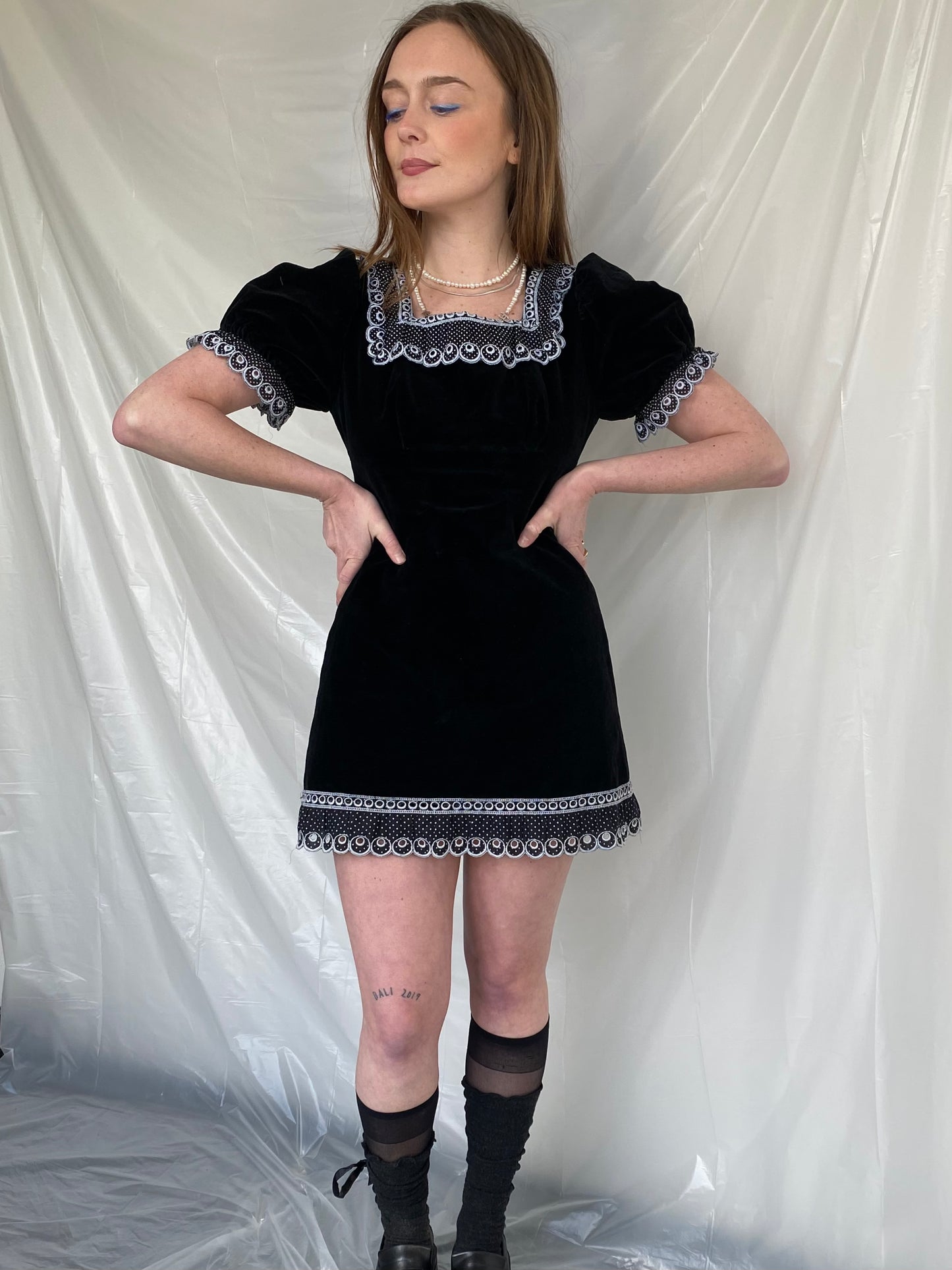 Velvet goth mini dress