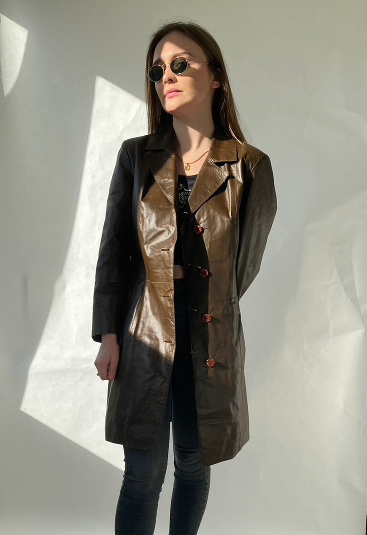 Arma leather glossy jacket
