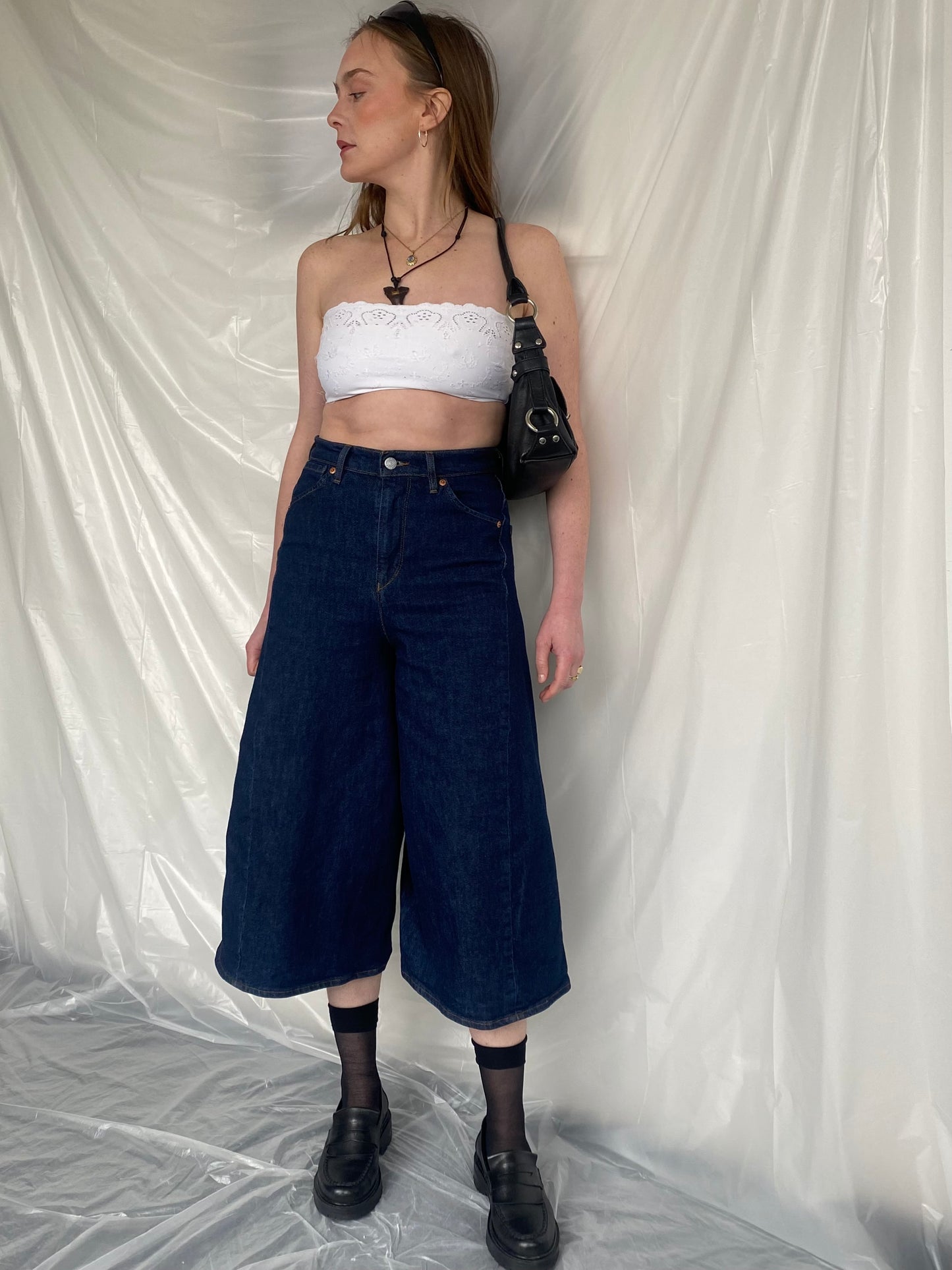 Levi's engineered wide leg cropped jeans