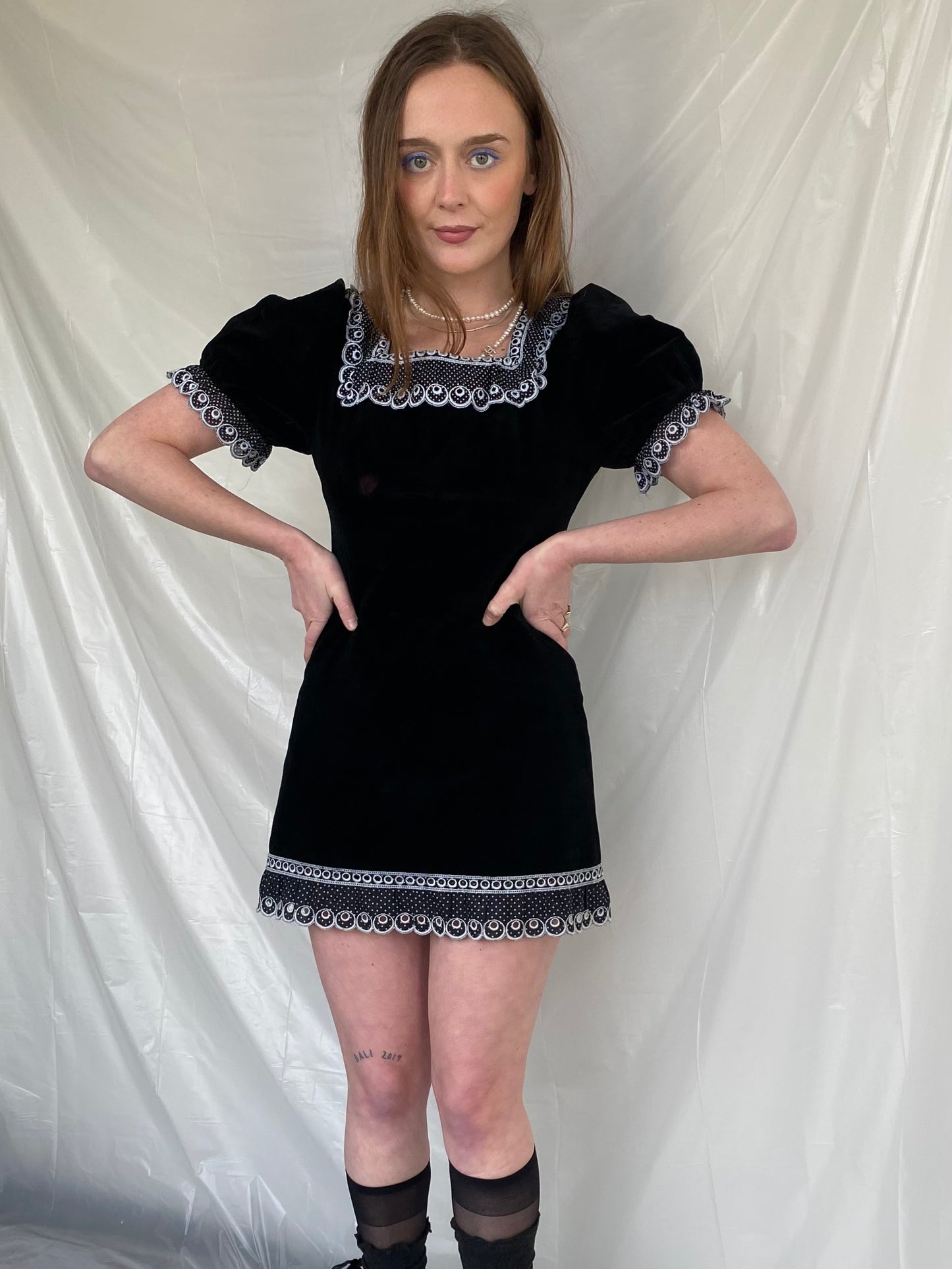 Velvet goth mini dress