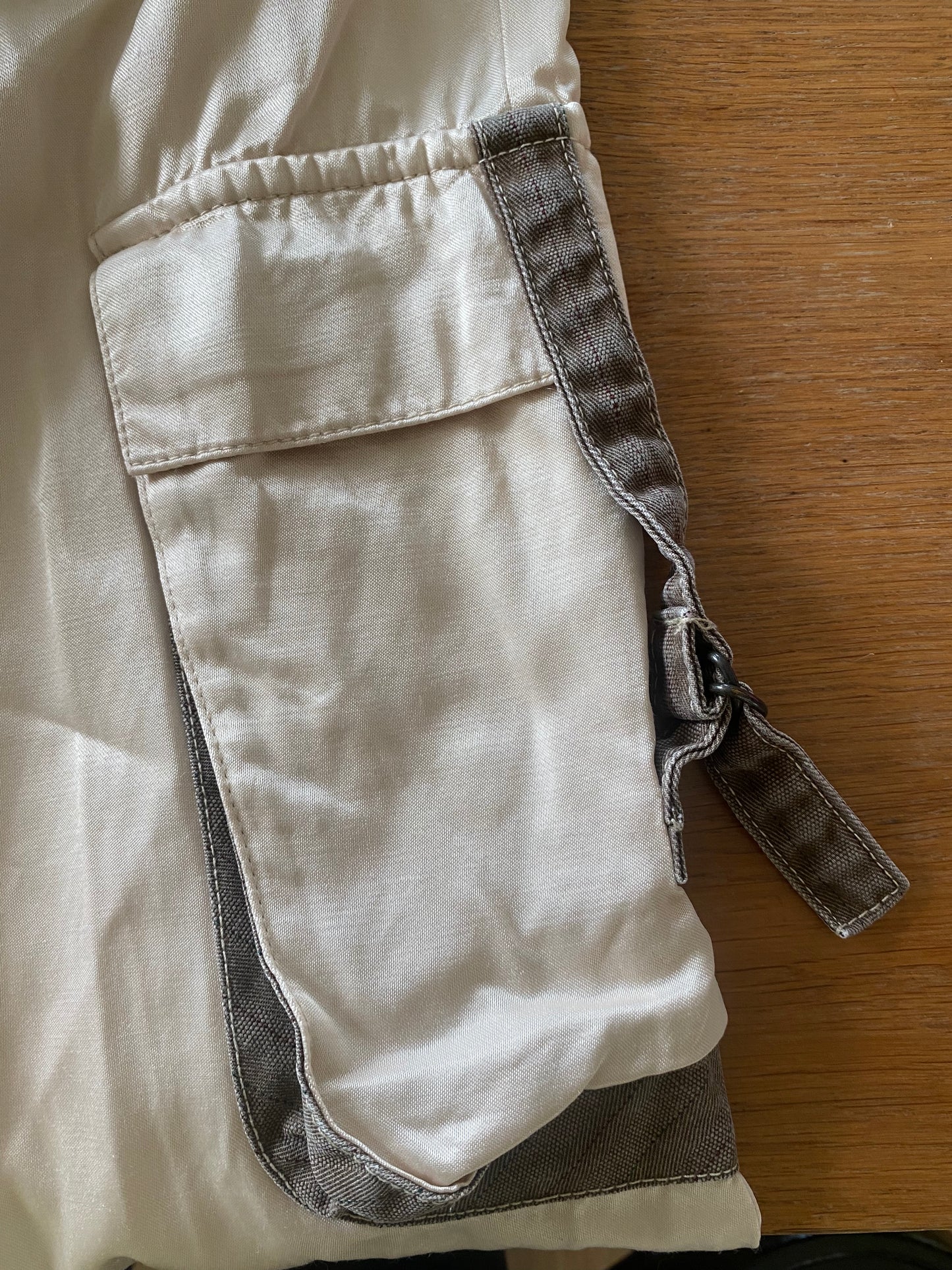 Satin cream cargo trousers