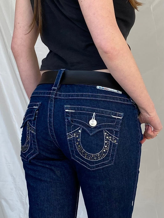 True religion low waist embellished pockets