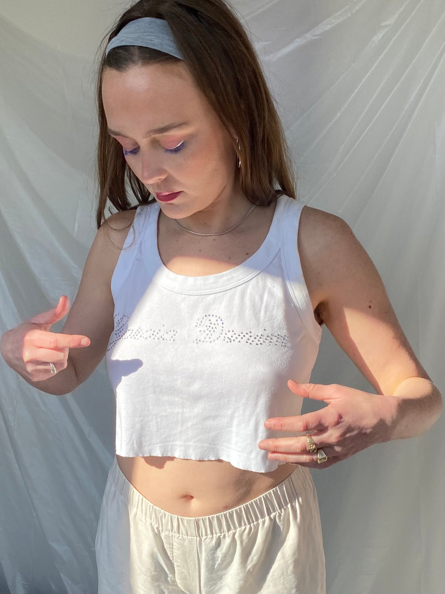 Embellished cropped tanktop