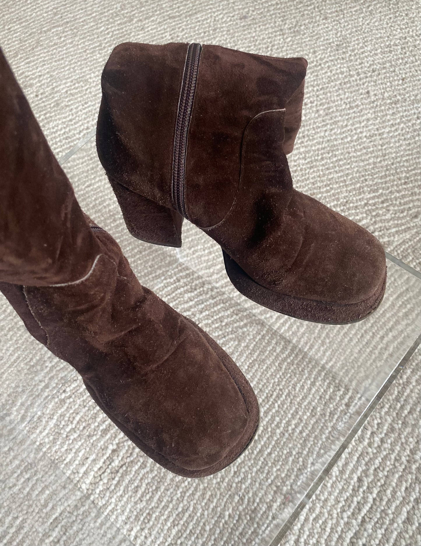 Vintage knee-high chunky boots