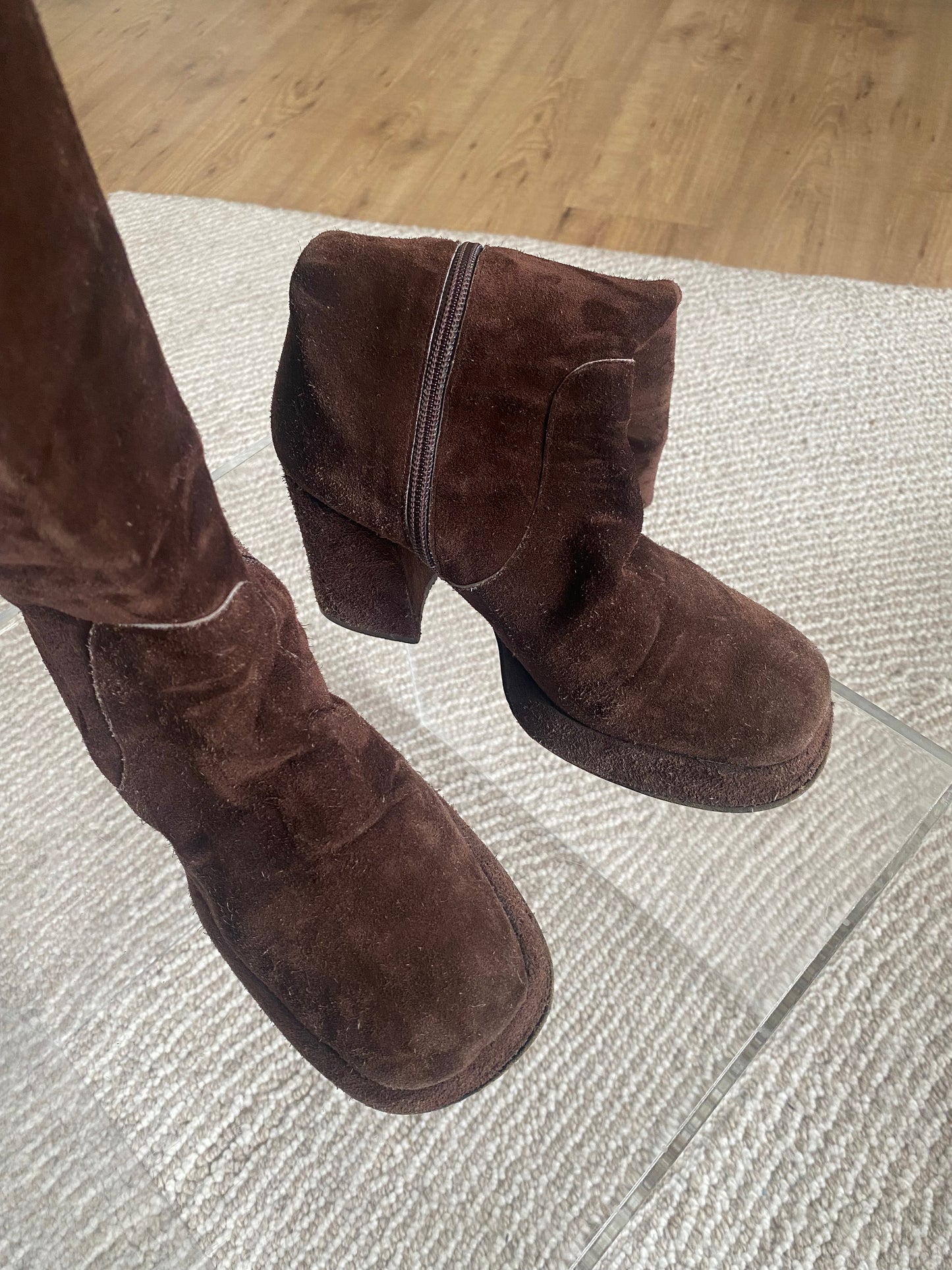 Vintage knee-high chunky boots