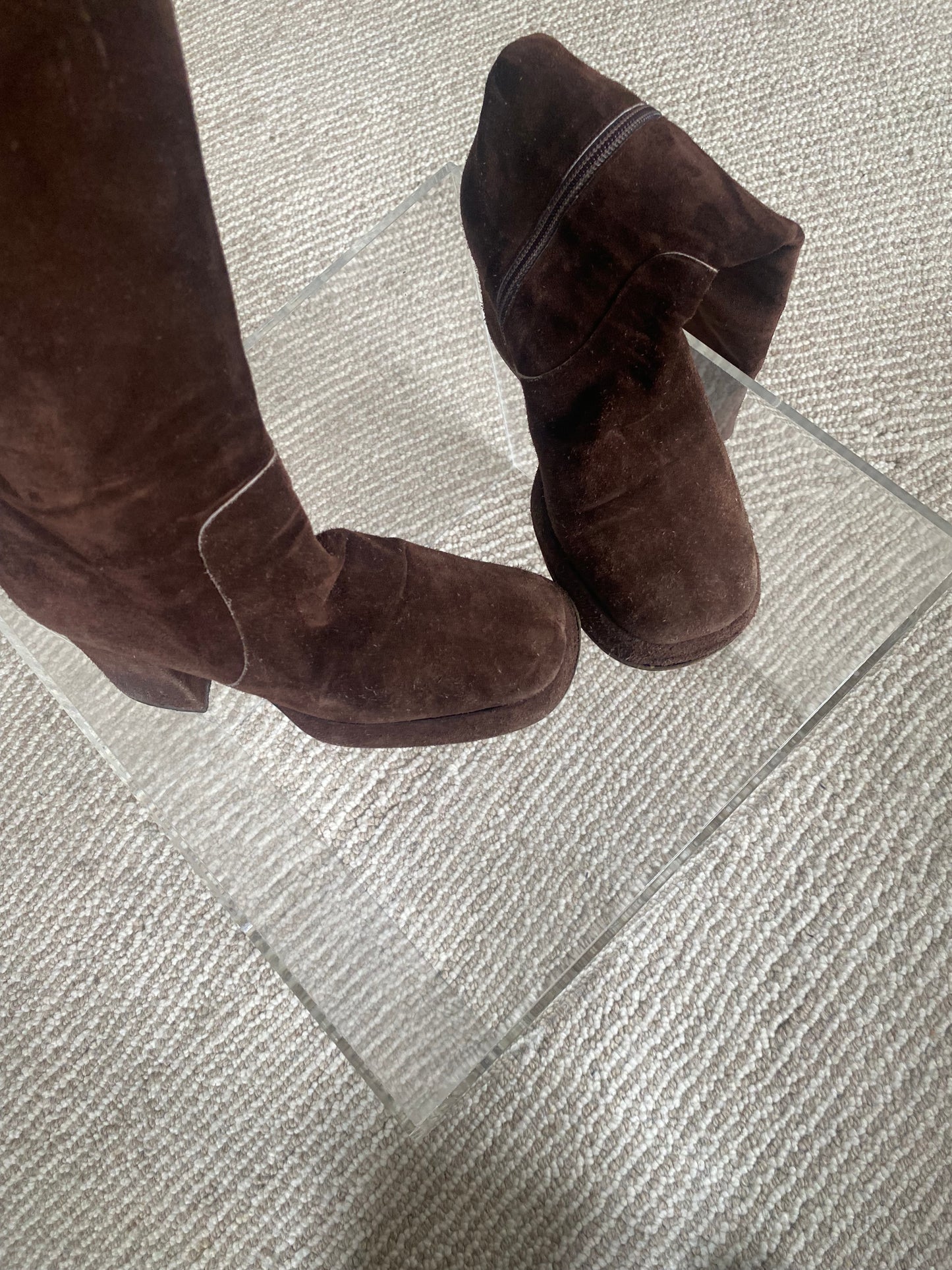 Vintage knee-high chunky boots