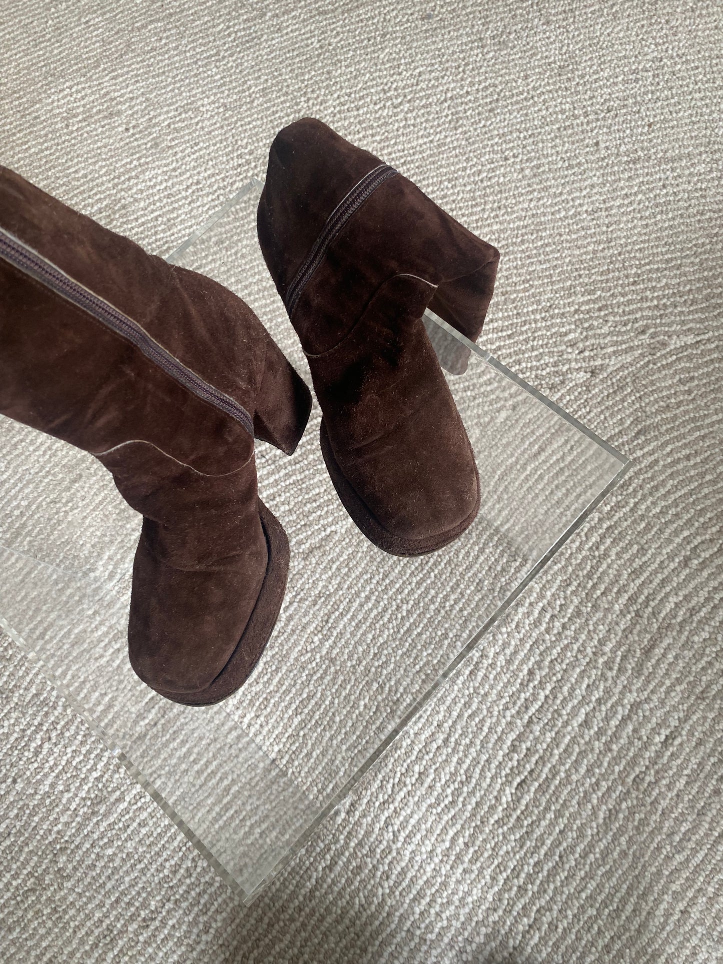 Vintage knee-high chunky boots