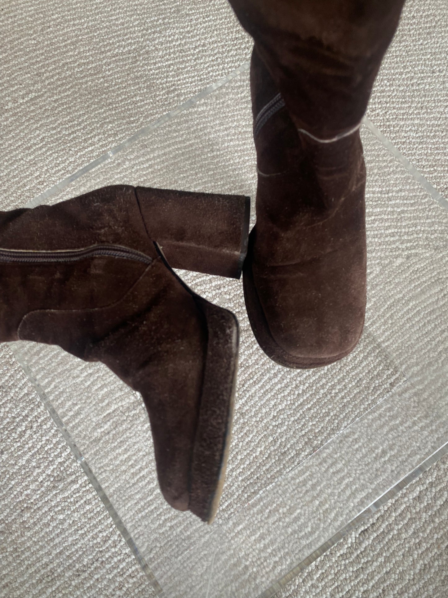 Vintage knee-high chunky boots