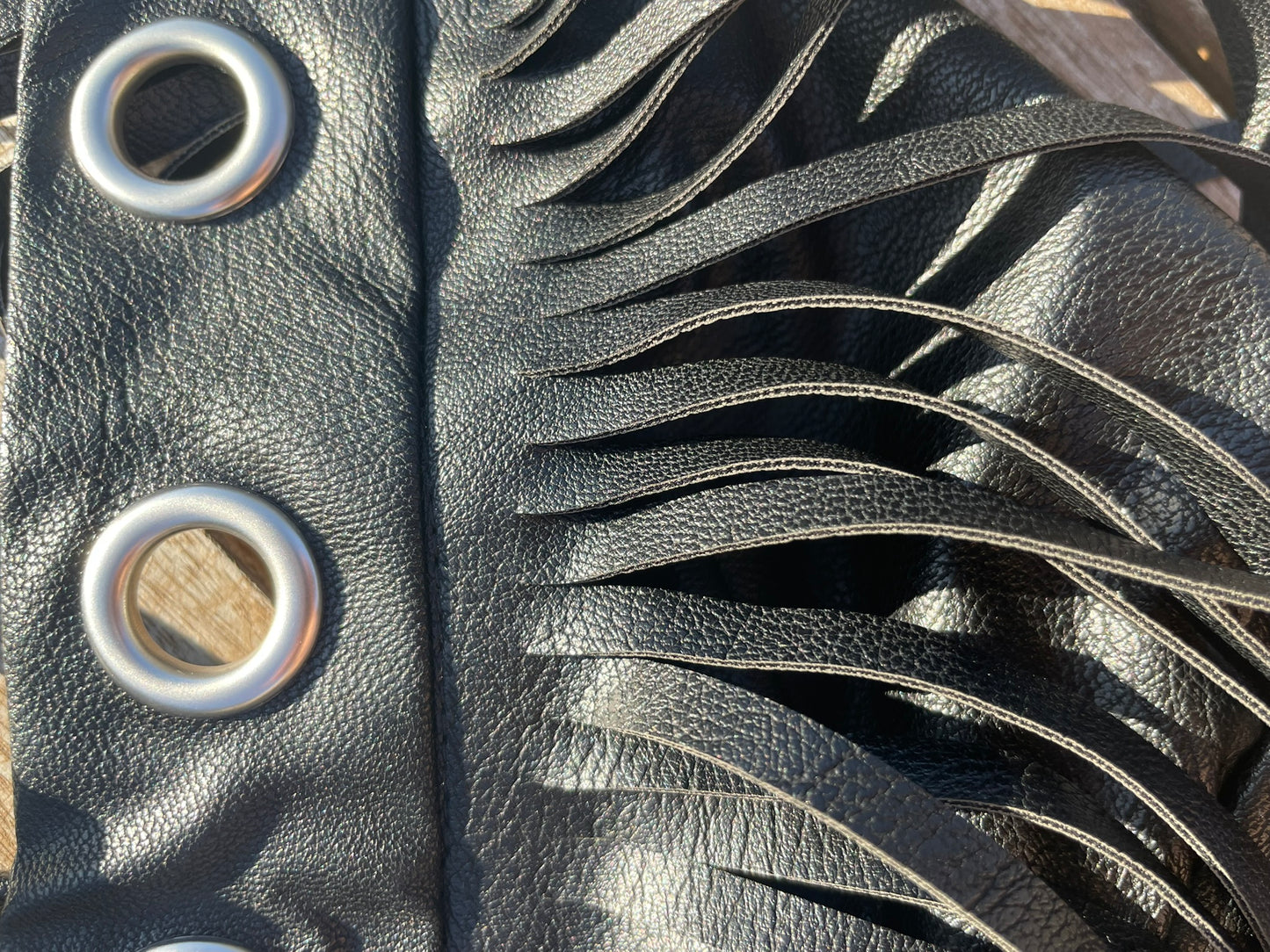 Fringe faux leather dress