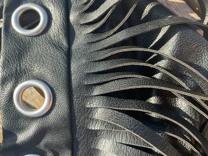 Fringe faux leather dress