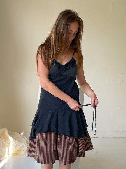 Assymmetrical silk mesh dress