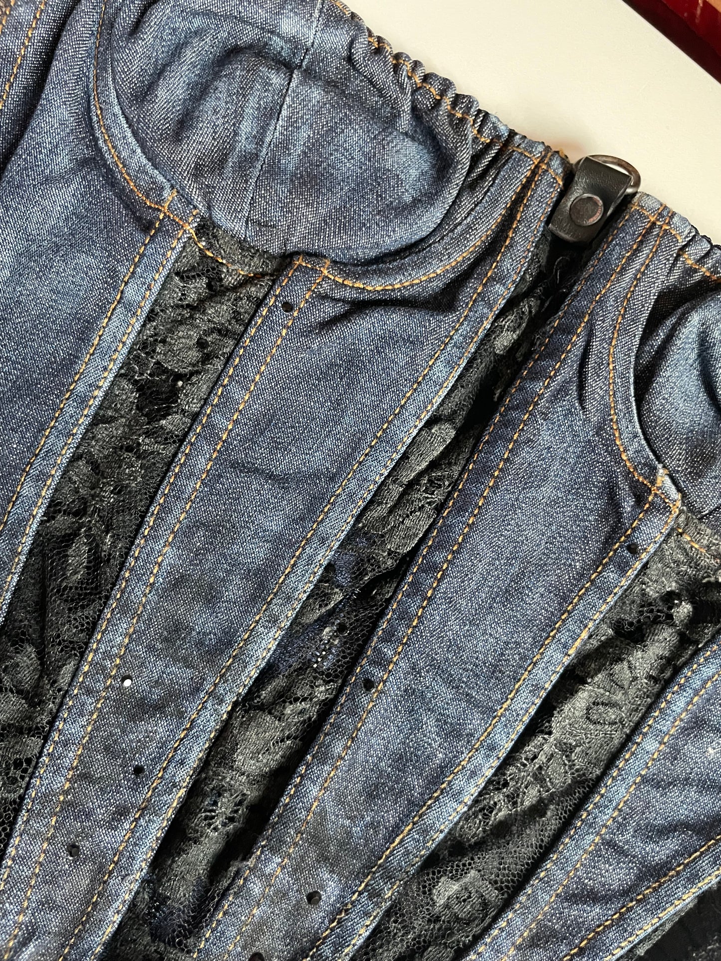 Jeans lace corset bustier