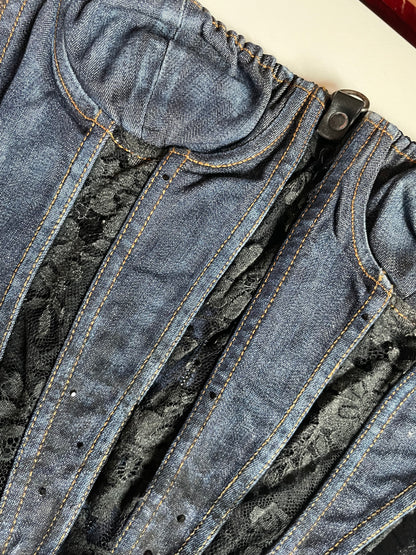 Jeans lace corset bustier