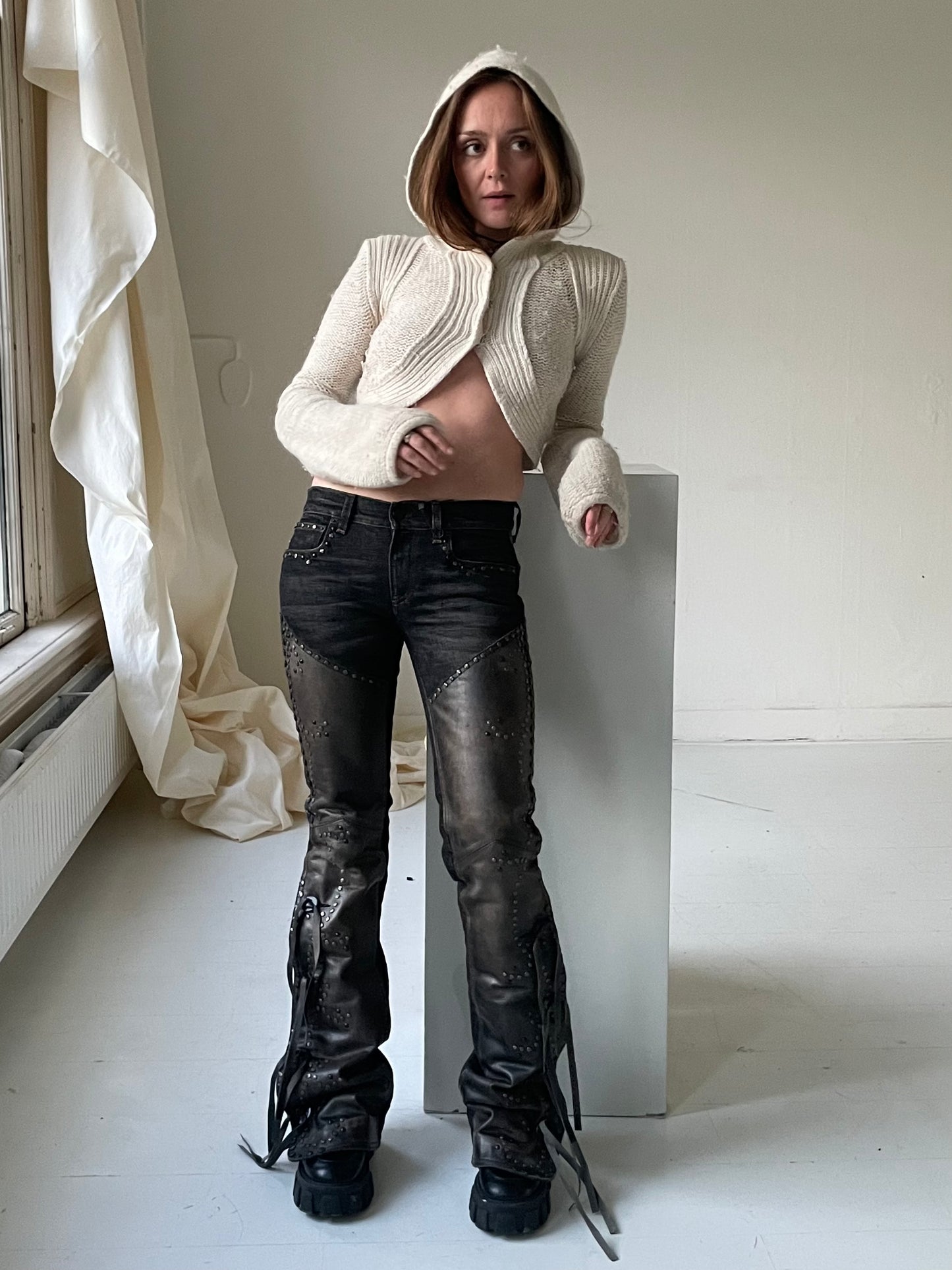 Knitted hooded cardigan