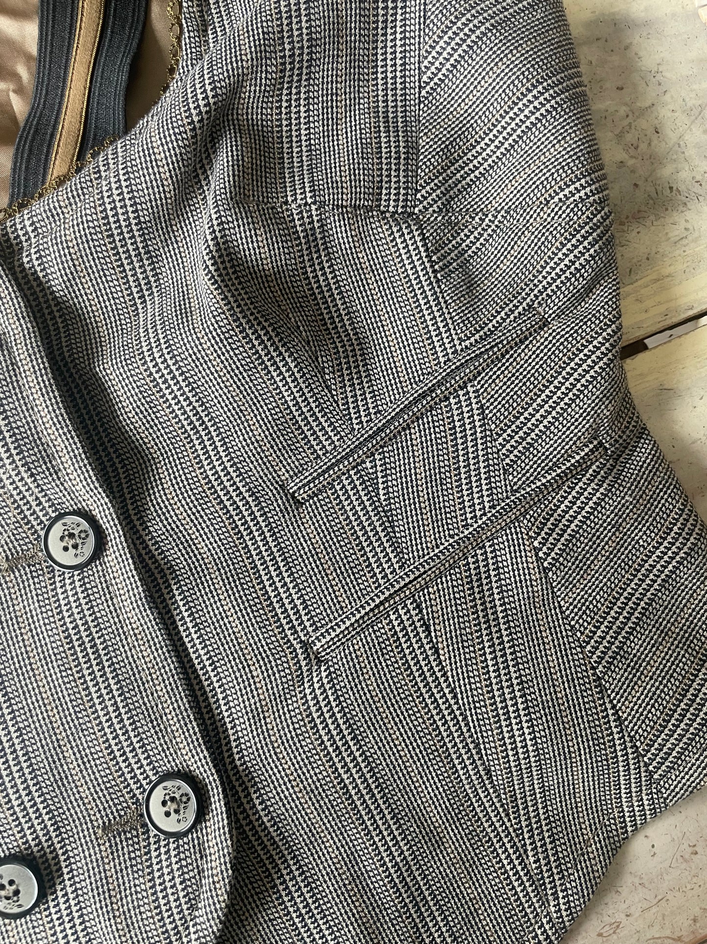 Doublebreasted Glen plaid gilet