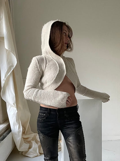 Knitted hooded cardigan