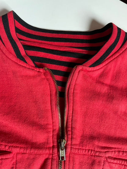 Red black striped bomber cardigan