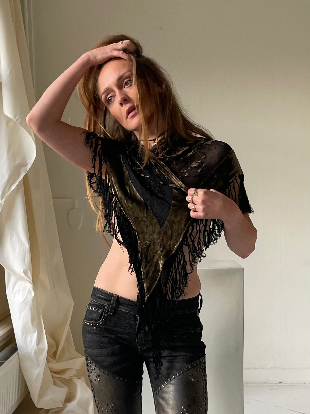 Velvet bohemian indie sleeze scarf