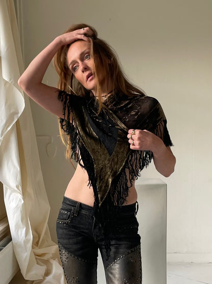 Velvet bohemian indie sleeze scarf