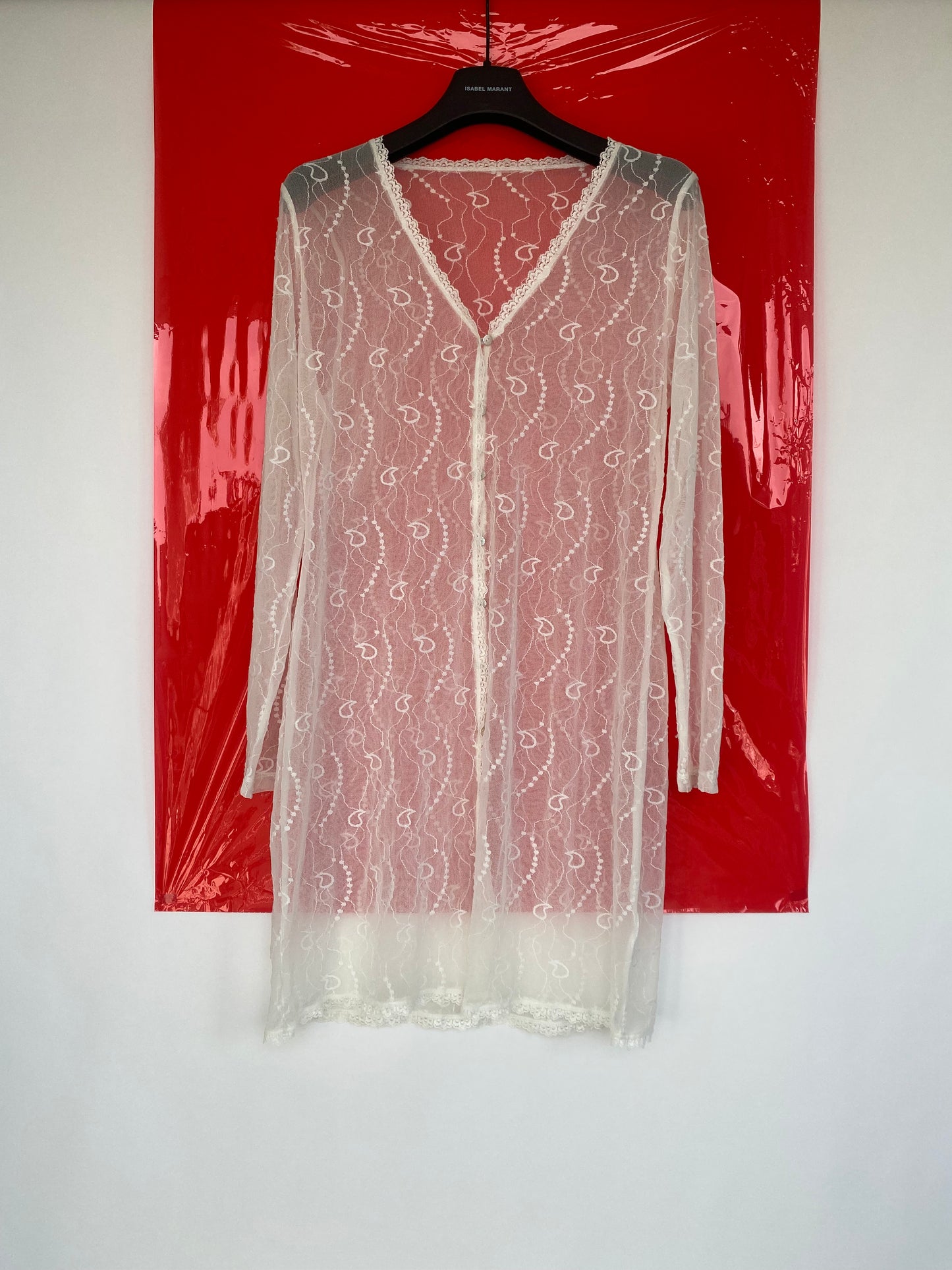 Sheer transparent lace cardigan
