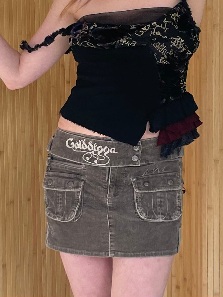 Golddigga corduroy mini skirt