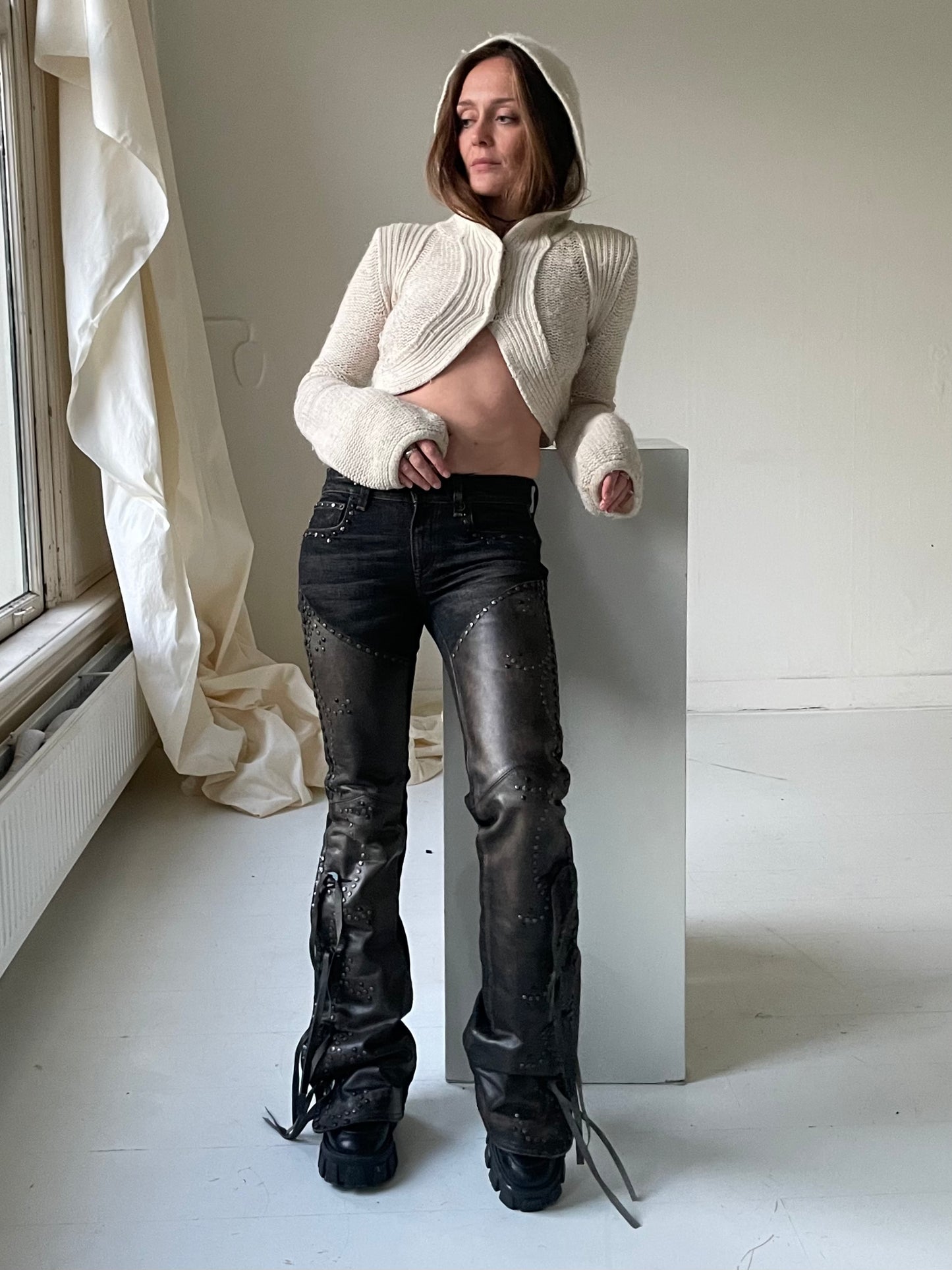 Knitted hooded cardigan