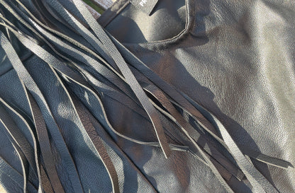 Fringe faux leather dress