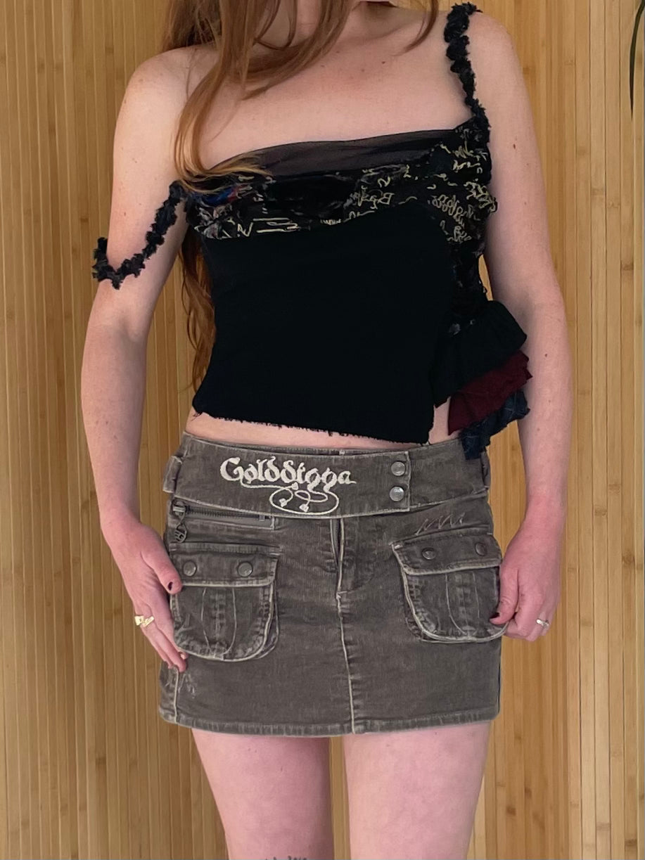 Golddigga corduroy mini skirt