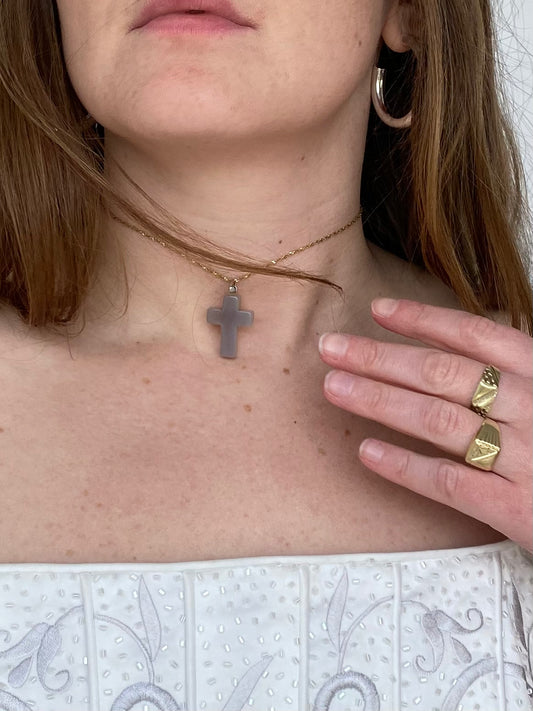 Cross stone charm