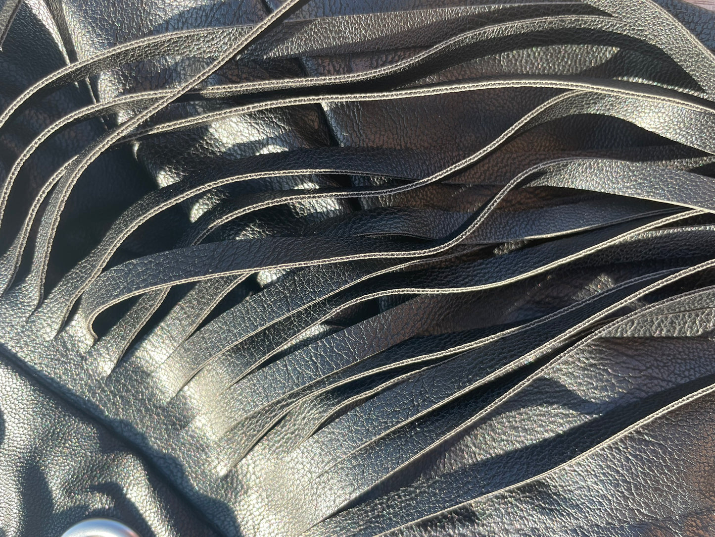Fringe faux leather dress