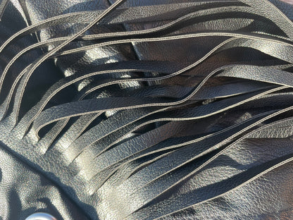 Fringe faux leather dress