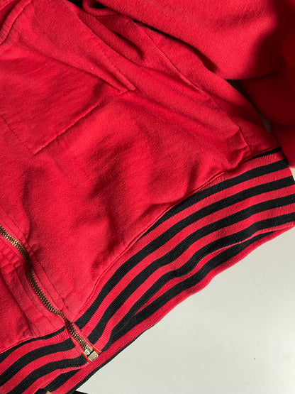 Red black striped bomber cardigan