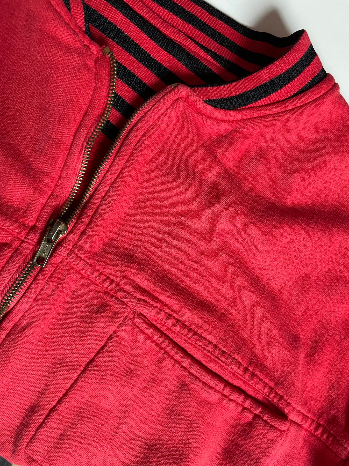 Red black striped bomber cardigan