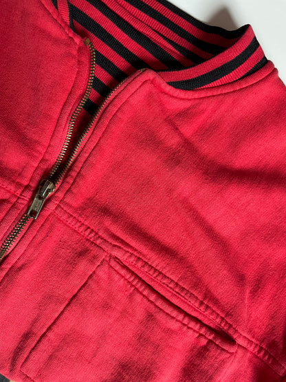 Red black striped bomber cardigan