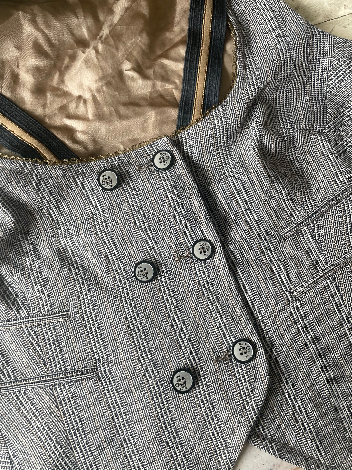 Doublebreasted Glen plaid gilet