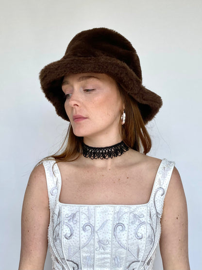 Furry hazel bucket hat