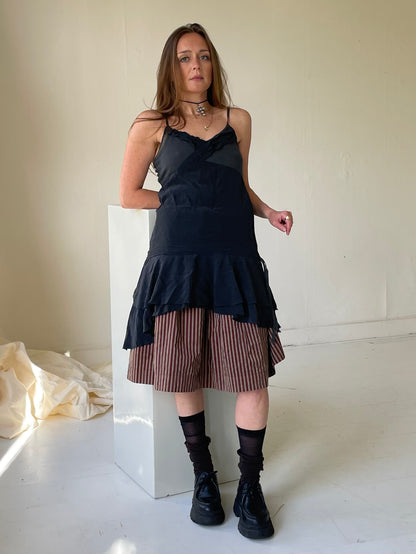 Assymmetrical silk mesh dress