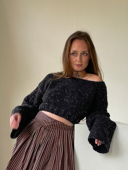 Cropped knitted sweater